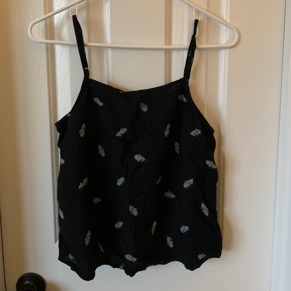 feather patterened satin tank